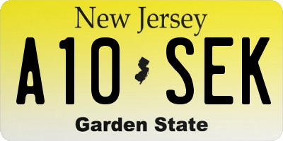 NJ license plate A10SEK