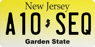 NJ license plate A10SEQ