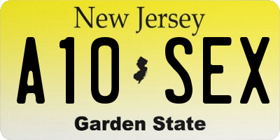 NJ license plate A10SEX