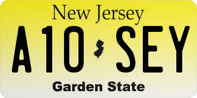 NJ license plate A10SEY