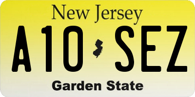 NJ license plate A10SEZ