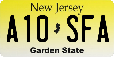 NJ license plate A10SFA