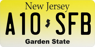 NJ license plate A10SFB
