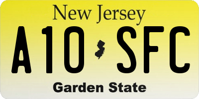 NJ license plate A10SFC