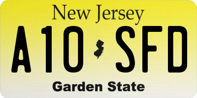 NJ license plate A10SFD