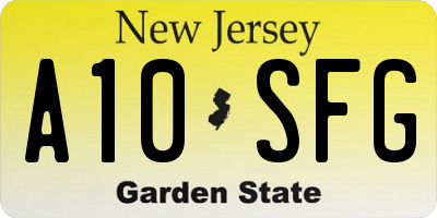 NJ license plate A10SFG