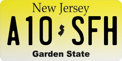 NJ license plate A10SFH