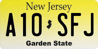 NJ license plate A10SFJ