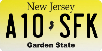 NJ license plate A10SFK