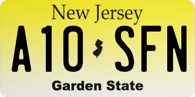 NJ license plate A10SFN