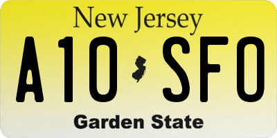 NJ license plate A10SFO