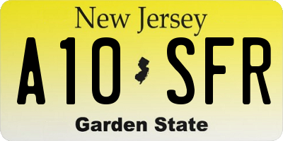 NJ license plate A10SFR