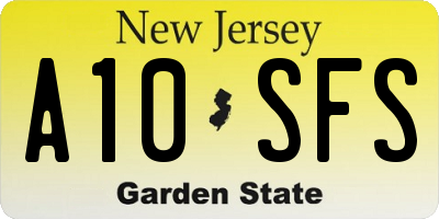 NJ license plate A10SFS