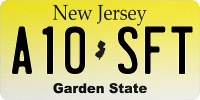 NJ license plate A10SFT