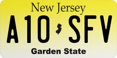 NJ license plate A10SFV