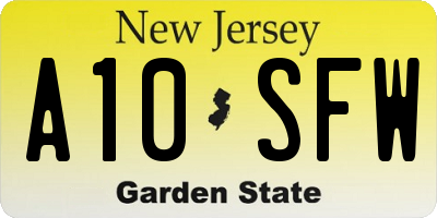 NJ license plate A10SFW