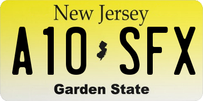 NJ license plate A10SFX
