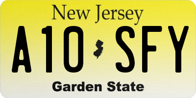 NJ license plate A10SFY