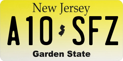 NJ license plate A10SFZ