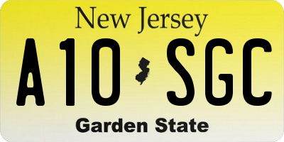 NJ license plate A10SGC