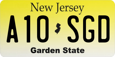 NJ license plate A10SGD