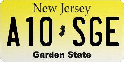 NJ license plate A10SGE