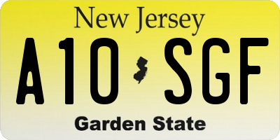 NJ license plate A10SGF