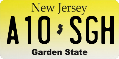 NJ license plate A10SGH