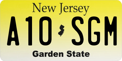 NJ license plate A10SGM