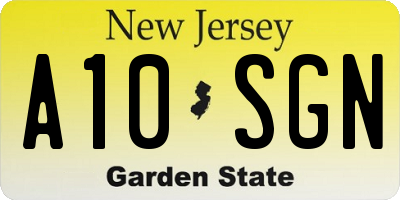 NJ license plate A10SGN