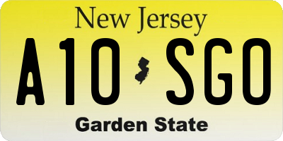 NJ license plate A10SGO