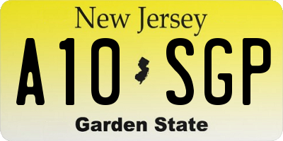NJ license plate A10SGP