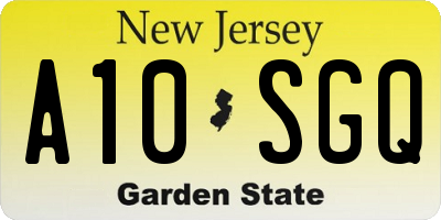 NJ license plate A10SGQ