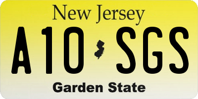 NJ license plate A10SGS