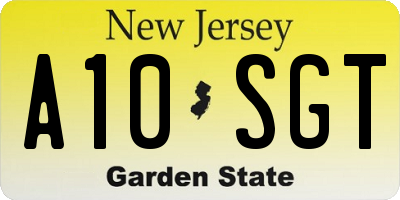 NJ license plate A10SGT