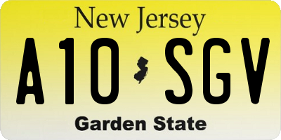 NJ license plate A10SGV
