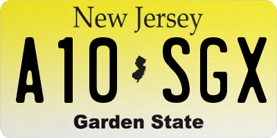 NJ license plate A10SGX