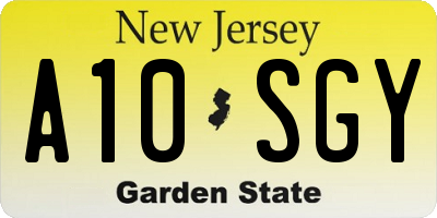 NJ license plate A10SGY