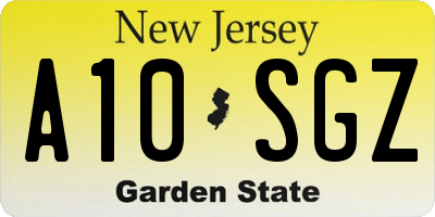 NJ license plate A10SGZ