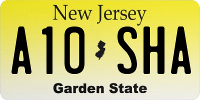 NJ license plate A10SHA