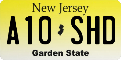 NJ license plate A10SHD