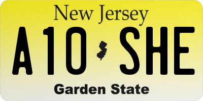 NJ license plate A10SHE