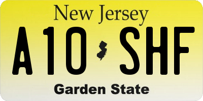 NJ license plate A10SHF