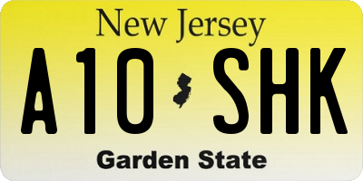 NJ license plate A10SHK