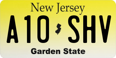 NJ license plate A10SHV