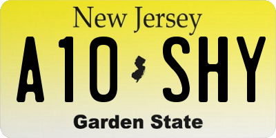 NJ license plate A10SHY