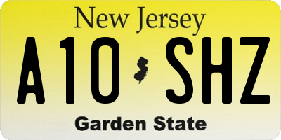 NJ license plate A10SHZ