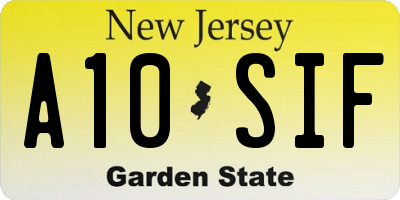 NJ license plate A10SIF