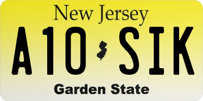 NJ license plate A10SIK