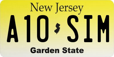 NJ license plate A10SIM